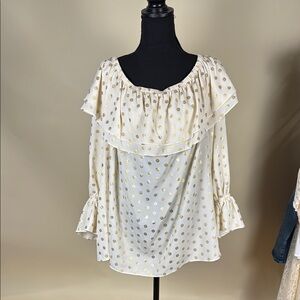 Michael Kors Cream Ruffled Bib Collar Blouse